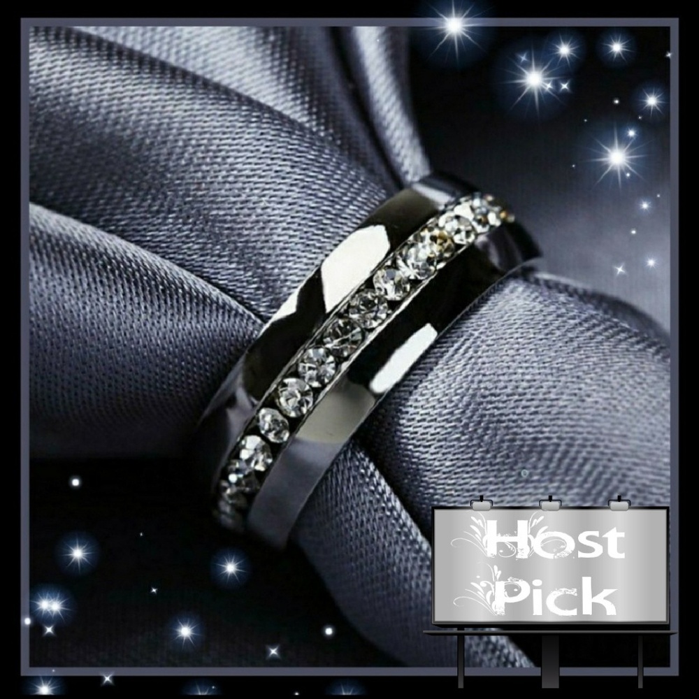 RESTOCKED ,New Men’s Titanium White Sapphire ring